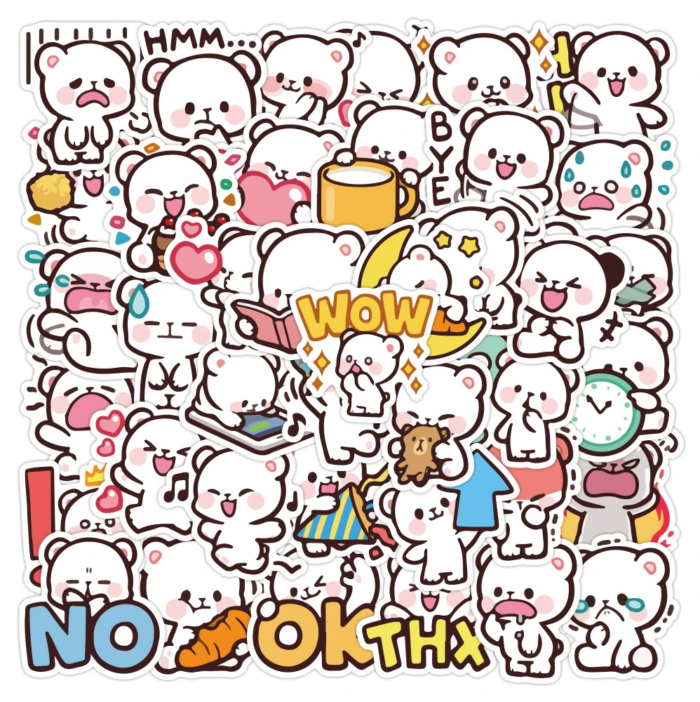 40pcs Cute Cartoon Milk Bear Sticker Expression Pack Trolley Case Guitar  Skateboard Sticker Laptop Skin Toys for Girls|Stickers| - AliExpress