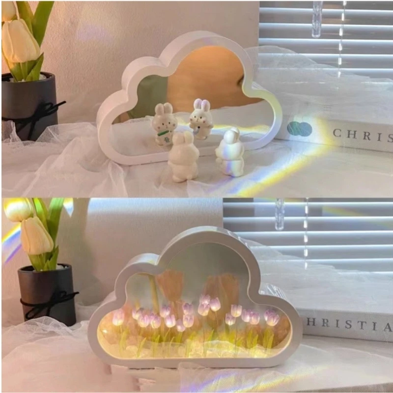 

DIY облако зеркало ночник облако тюльпаны цветок море ночник бабочка для женщин девочек дома спальня