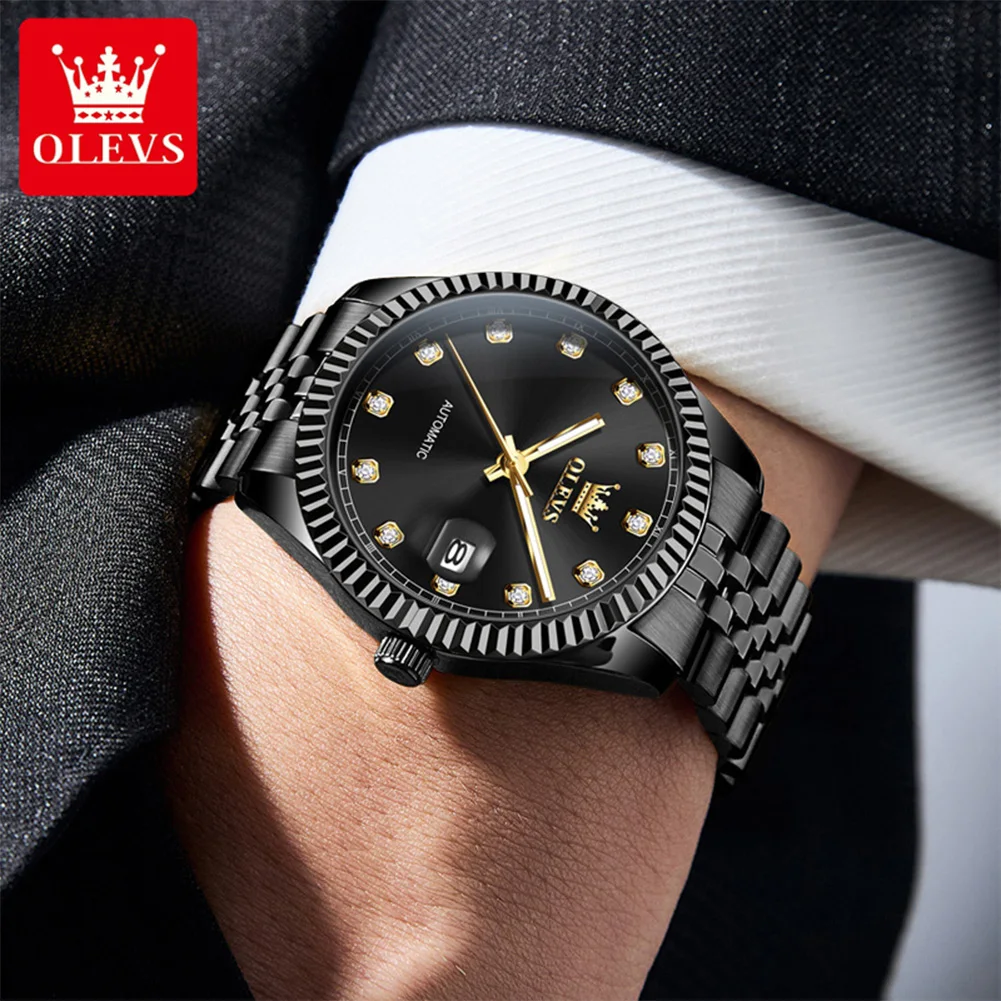 OLEVS 6743 Man Watch Stainless Steel Waterproof Auto Date Luminous Men's Automatic Mechanical Wristwatch Luxury Top Brand Watch