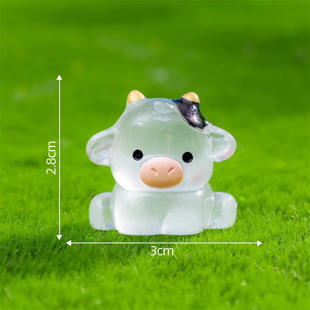 Description Picture 4 of item2 Pcs Cute Mini Realistic luminous Cow Miniatures & Figurines Resin Crafts Car Room Tabletop Gardening Ornaments Decorations
