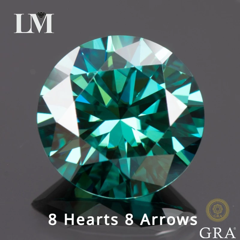 

Круглый Муассанит, первичный цвет, изумрудно-зеленый, 8 сердец, 8 стрел, лабораторные алмазные подвески для выращивания, изготовление ювелирных изделий с аутентификацией GRA