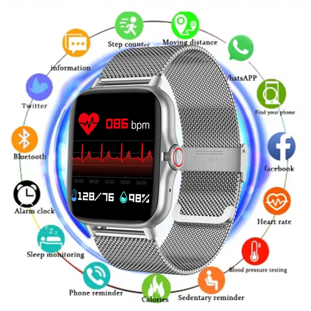 New Smart Watch Android Phone 2.01'' Infinite Screen Bluetooth Call Blood Oxygen/Pressure Monitoring Smart Watch Women Men Band