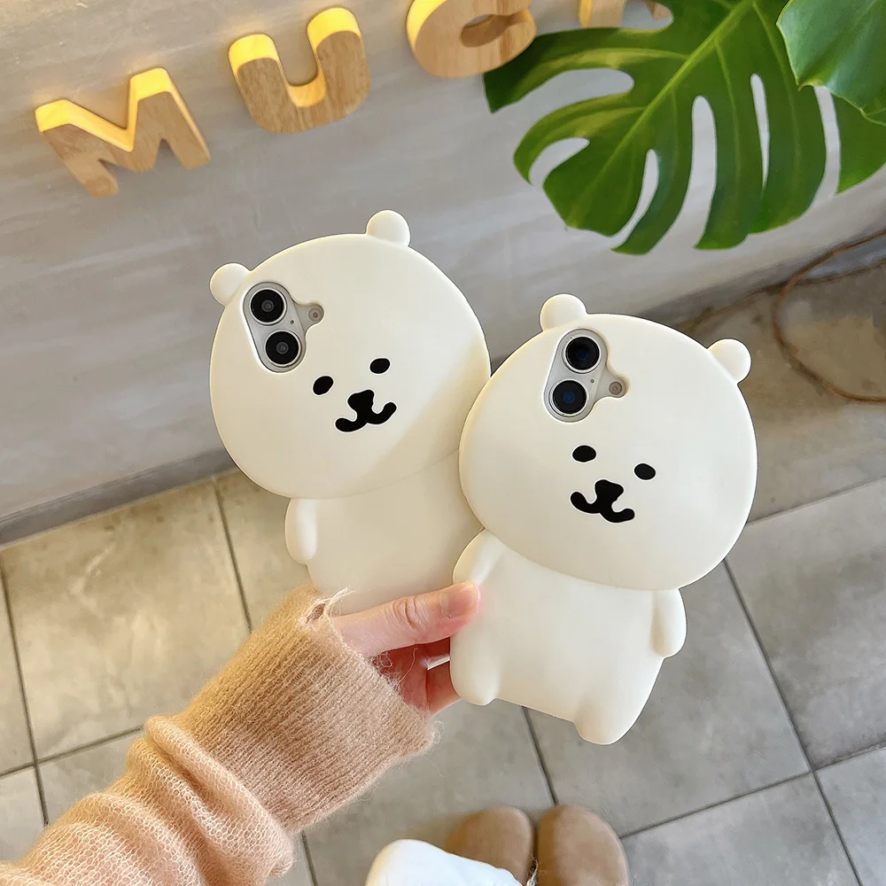 Kawaii 3D Cartoon Nagano Bär Handyhülle Weiche Silikonhülle für iPhone 12 13 14 15 Plus 16 Pro Max