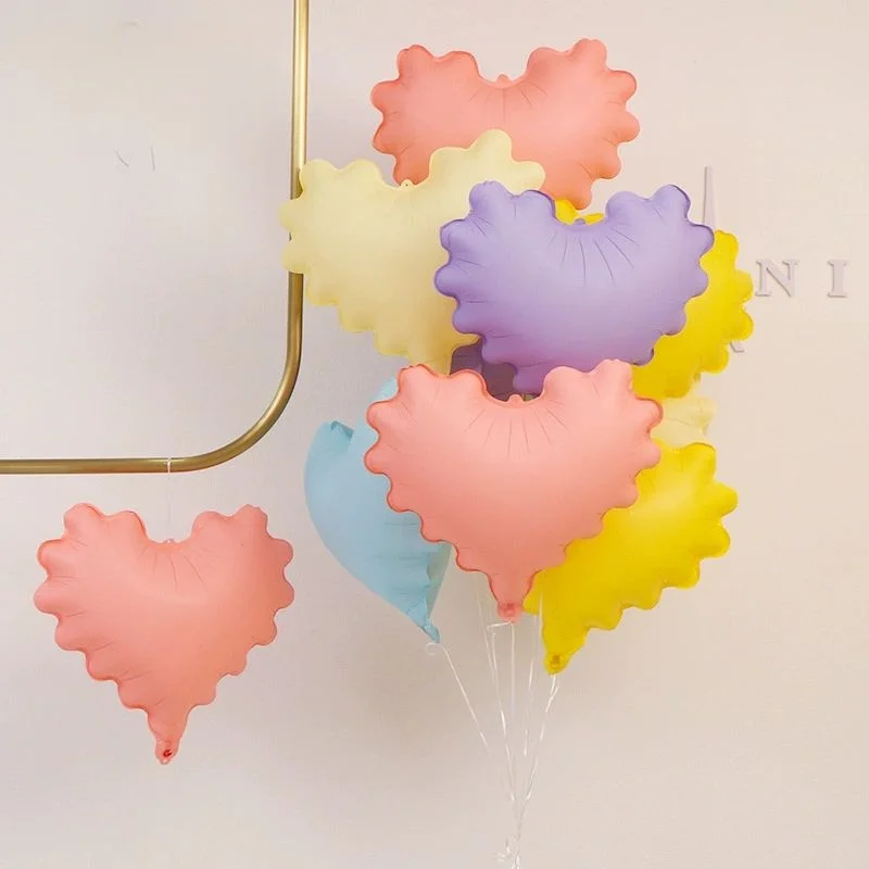 5 Stück rosa Wellen-Herz-Folienballons, 50,8 cm, Liebesherz, Helium, Macaron-Luftballons für Geburtstag, Babyparty, Hochzeitsdekoration