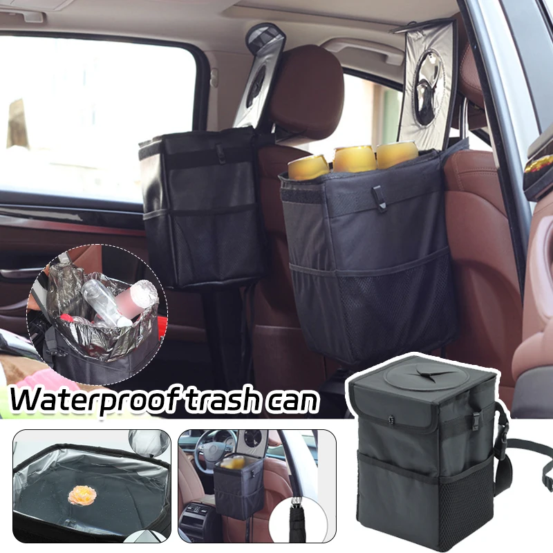 

Waterproof Insulated Car Trash Bin Folding Storage Bag Multi-functional Seat Back Hanging Trash Can Organizer Car Accessories