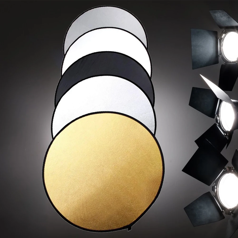 60cm/80cm 5-in-1 Light Reflectors Collapsible Multi-Disc Photo Reflector Reflector Panel Photos Round for Photography