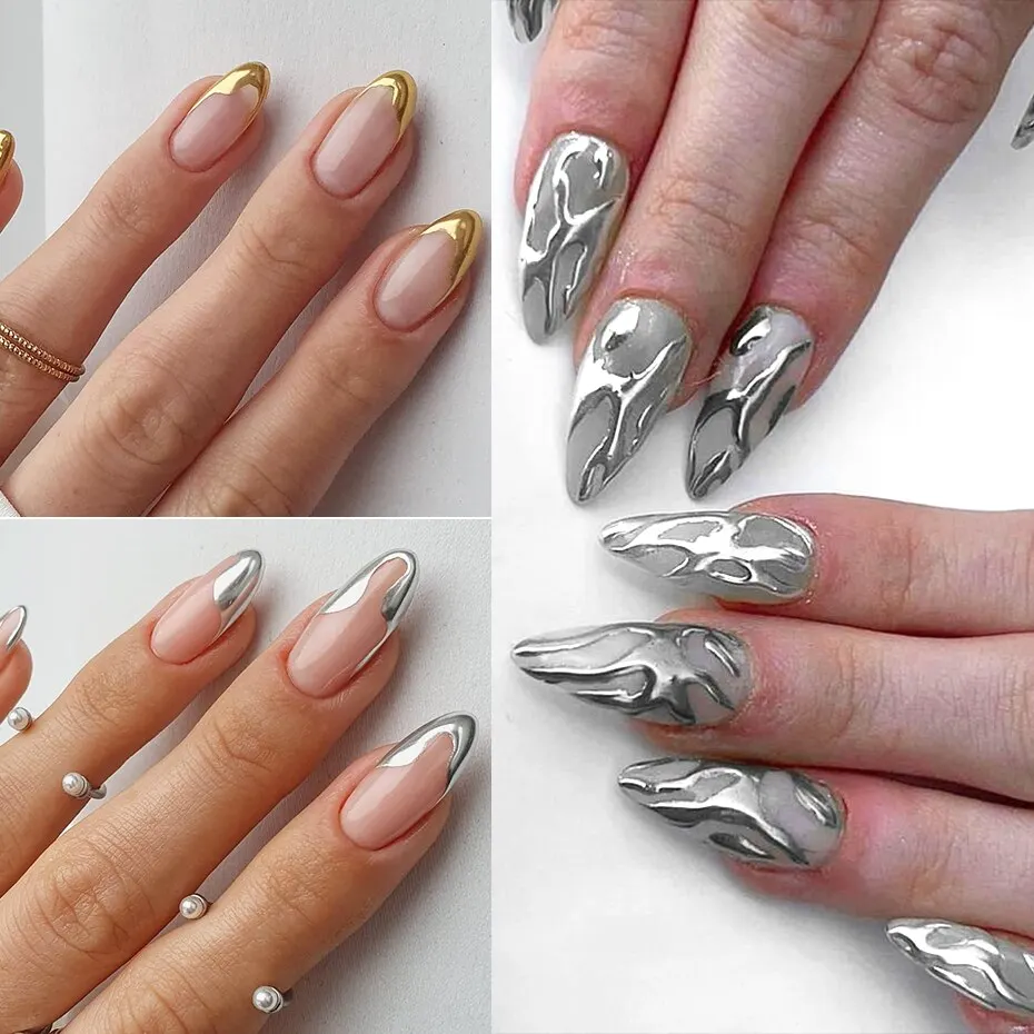 Nail Powder 23 Colors Metallic Chrome Y2K Magic Mirror Gold Silver Decor Rubbing Glitter Pigment Flakes