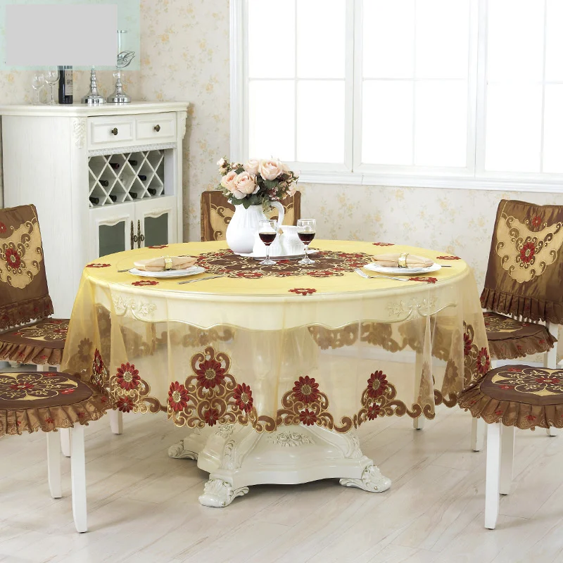 Round Table Fabric Art Circular Household European Pastoral Round Table Cloth Turntable Set Hotel Table Cloth 0428_voghion.com