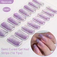 Jelly Pink Glitter Semi Cured Gel Nail Sticker Long-Lasting UV Nail Sticker UV/LED Extension Gel Polish Full Cover 2