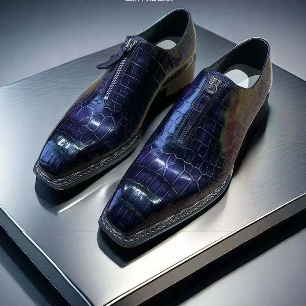 sanyeshechiping new men formal shoes male crocodile shoes blue