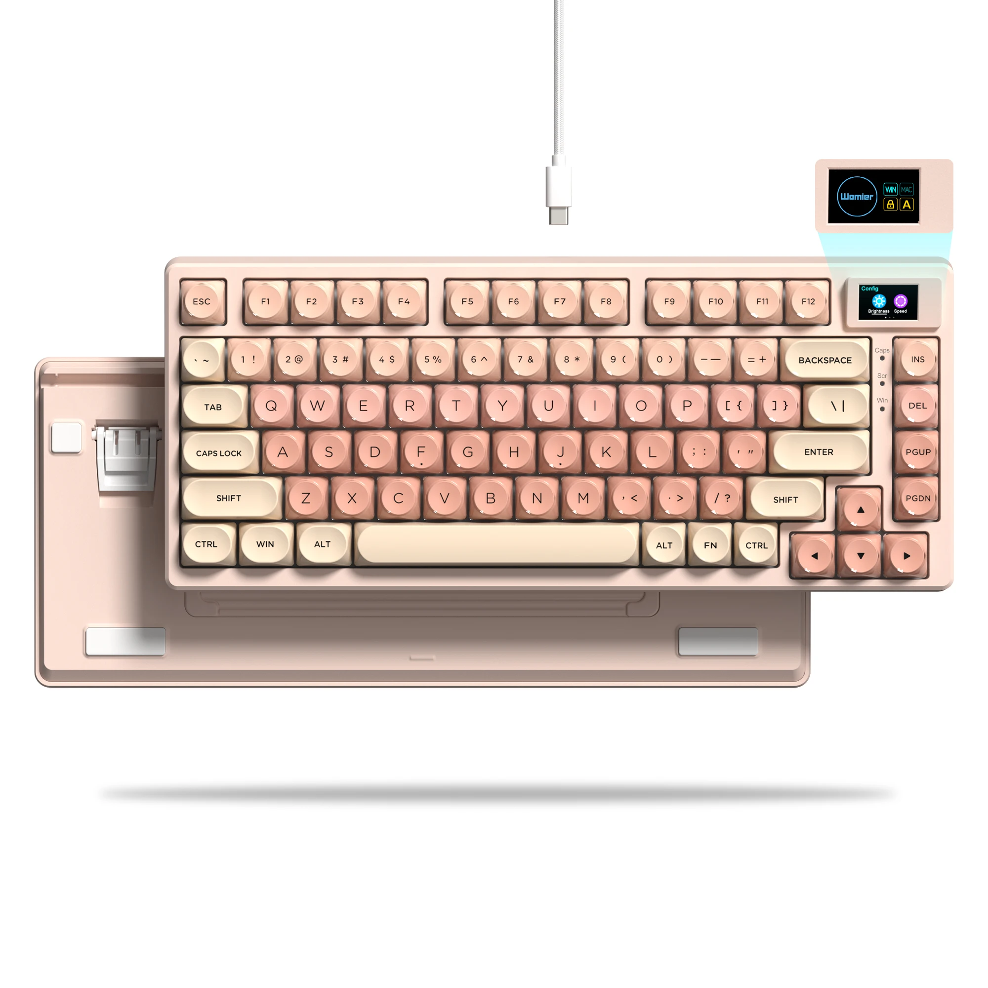 Teclado mecánico para jugar con cable, pantalla OLED, tecla completa, pudín intercambiable en caliente, teclado retroiluminado RGB para PC, ordenador y portátil