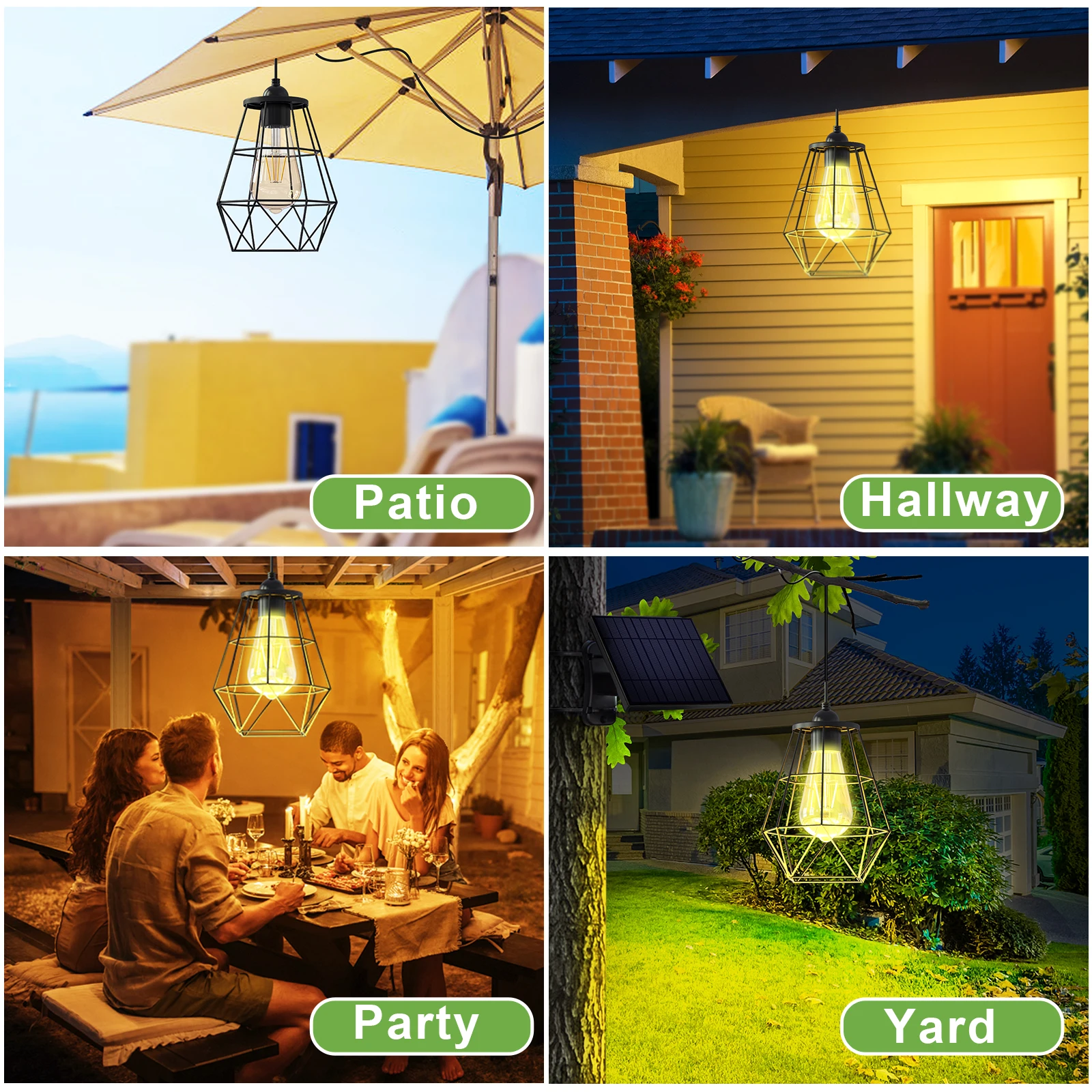 Solar Lamp Diamond Pendent Light With 5M Cable Detachable Panel Solar Led Lights Outdoor For Garden Yard Solar Lights Outdoor