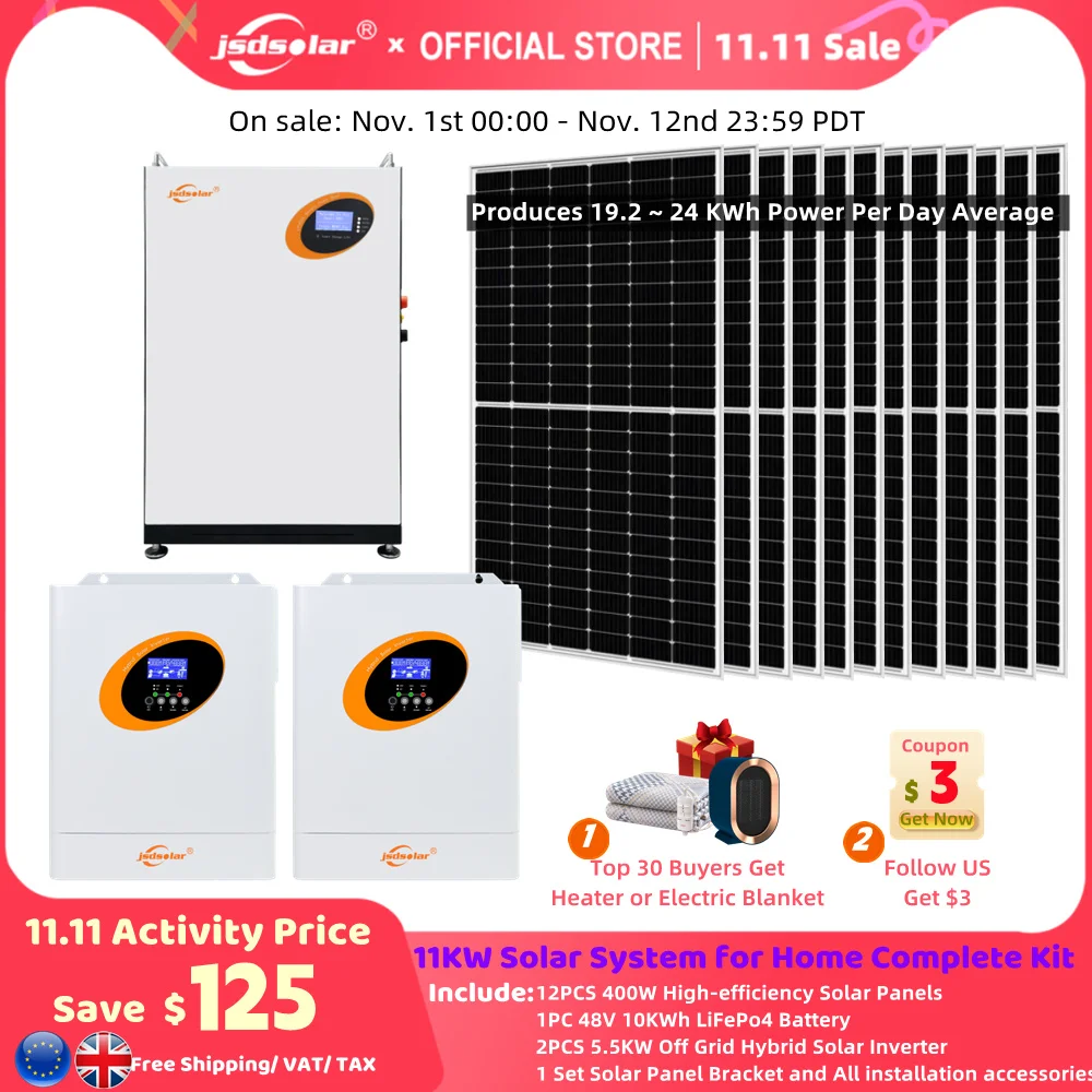 Jsdsolar Off Grid Solar System Complete Kit 5.5kw 11kw 16.5kw Hybrid