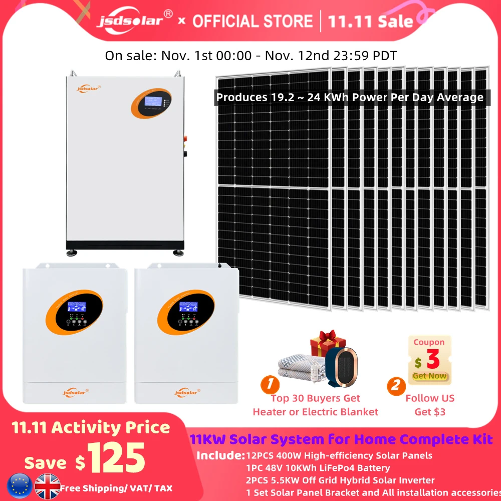 Jsdsolar Off Grid Solar System Complete Kit 5.5kw 11kw 16.5kw Hybrid