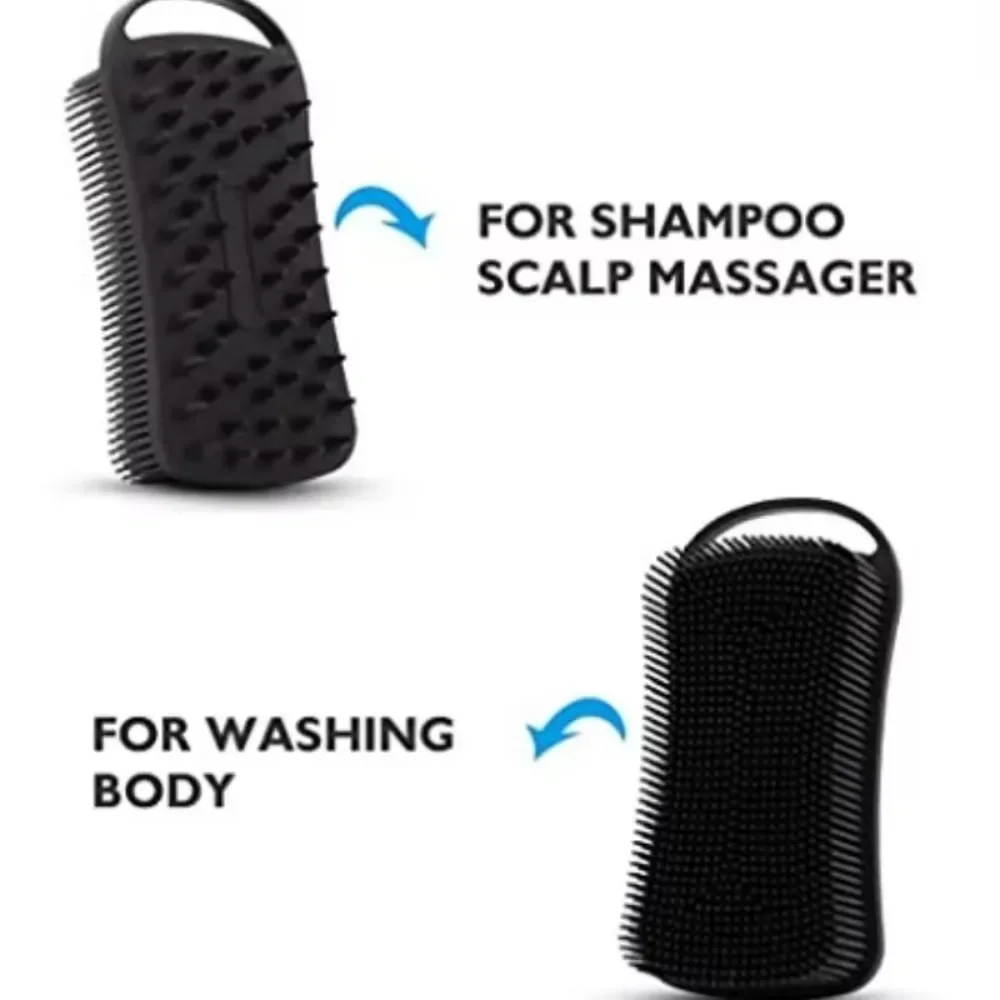 2 In 1 Silicone Shower Brush Scrubber Soft Silicone Scalp Massager Shampoo Brush Double-Sided Body Brush Foam Skin Clean Tool 5