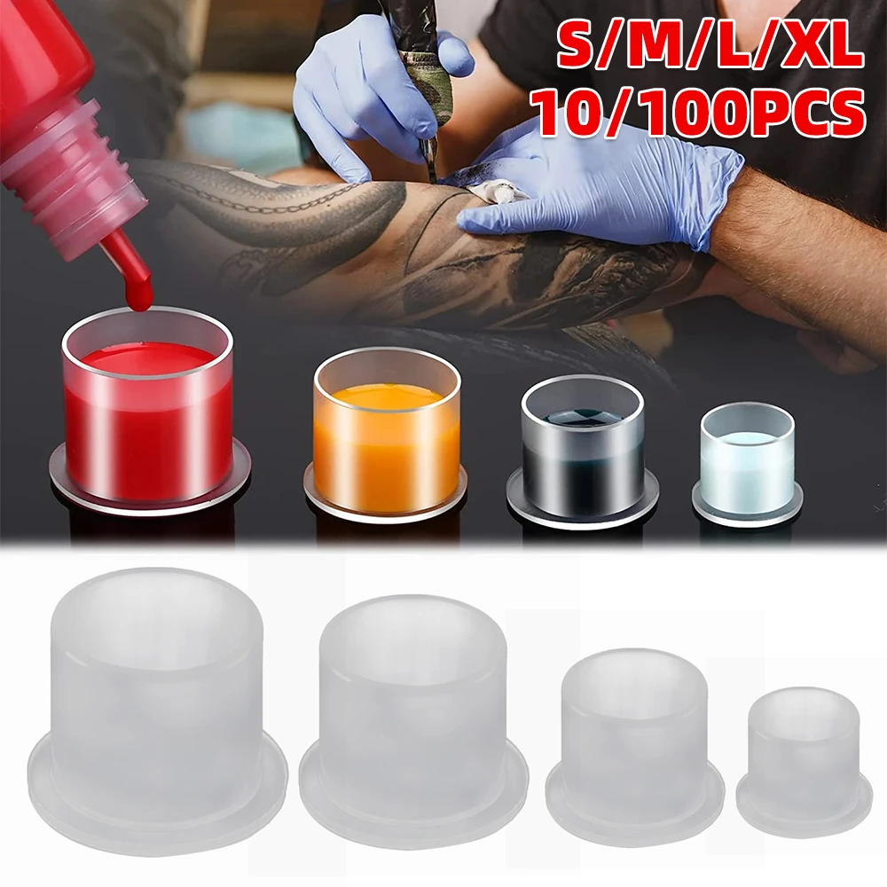 Tattoo Ink Cups Caps Pots Pigment Cosmetic Microblading Color Holder S/M/L/XL