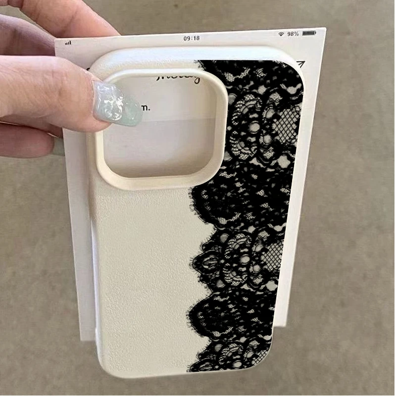 Elegant Black Lace Flower Pattern Phone Case Cover