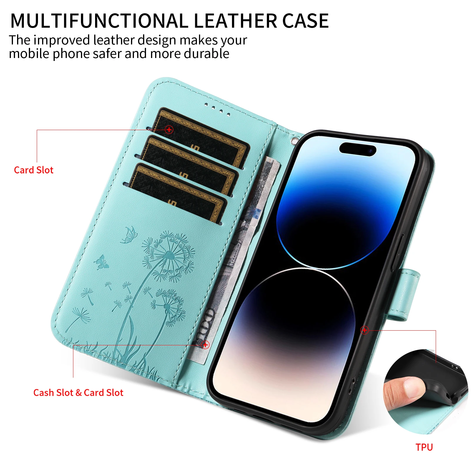 Leather Wallet Phone Case - Universal Fit