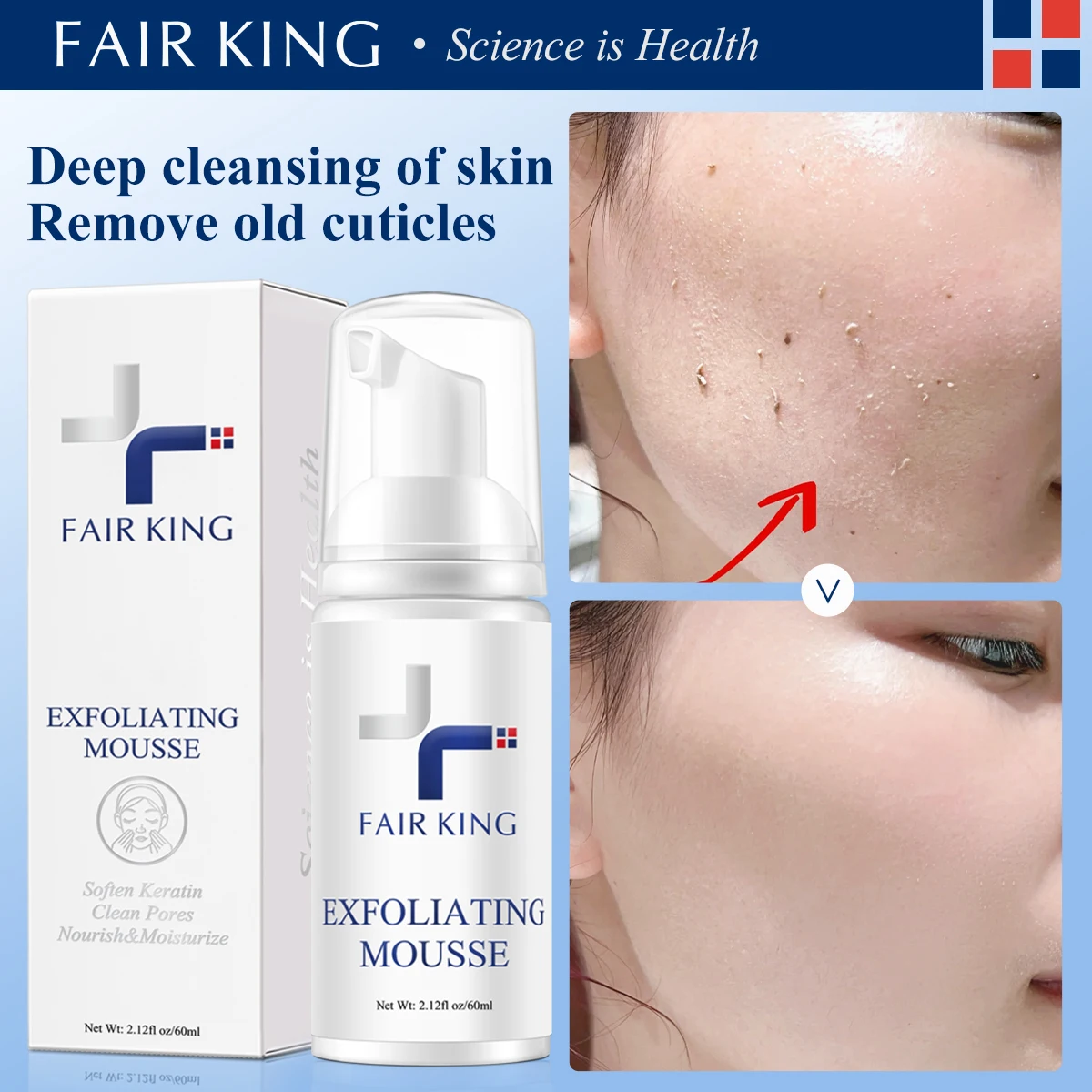 Foaming Exfoliating Mousse Deep Remove Cleaning All Skin Types Wash Face Smooth Moisturizing Skin Exfoliator Unblock Pores 60ML 3