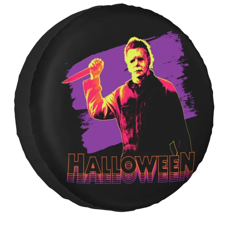 

Custom Michael Myers Spare Tire Cover for Jeep Hummer Neon Halloween Horror Movie Car Wheel Protectors 14" 15" 16" 17"