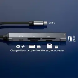 6-in-1 Multifunctional Card Reader Adapter with Charging (Usb c)