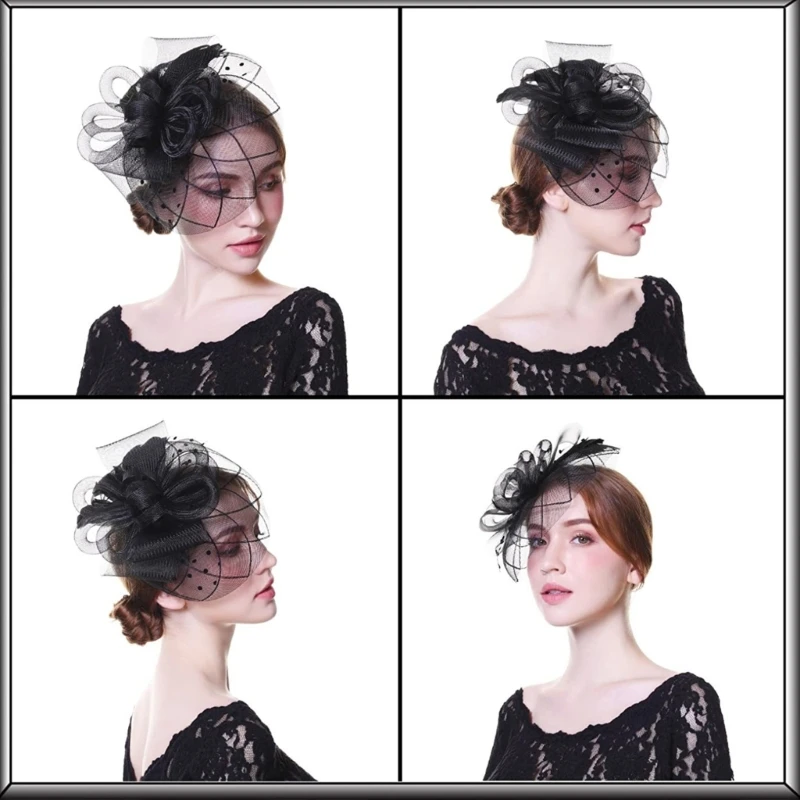 Headwear with Flower Mrs. Maisel Hat for Christmas New Year Bridal Party 20s Tophat All-match for Bride Wedding hair accessories bridal hair accessories retro top hat