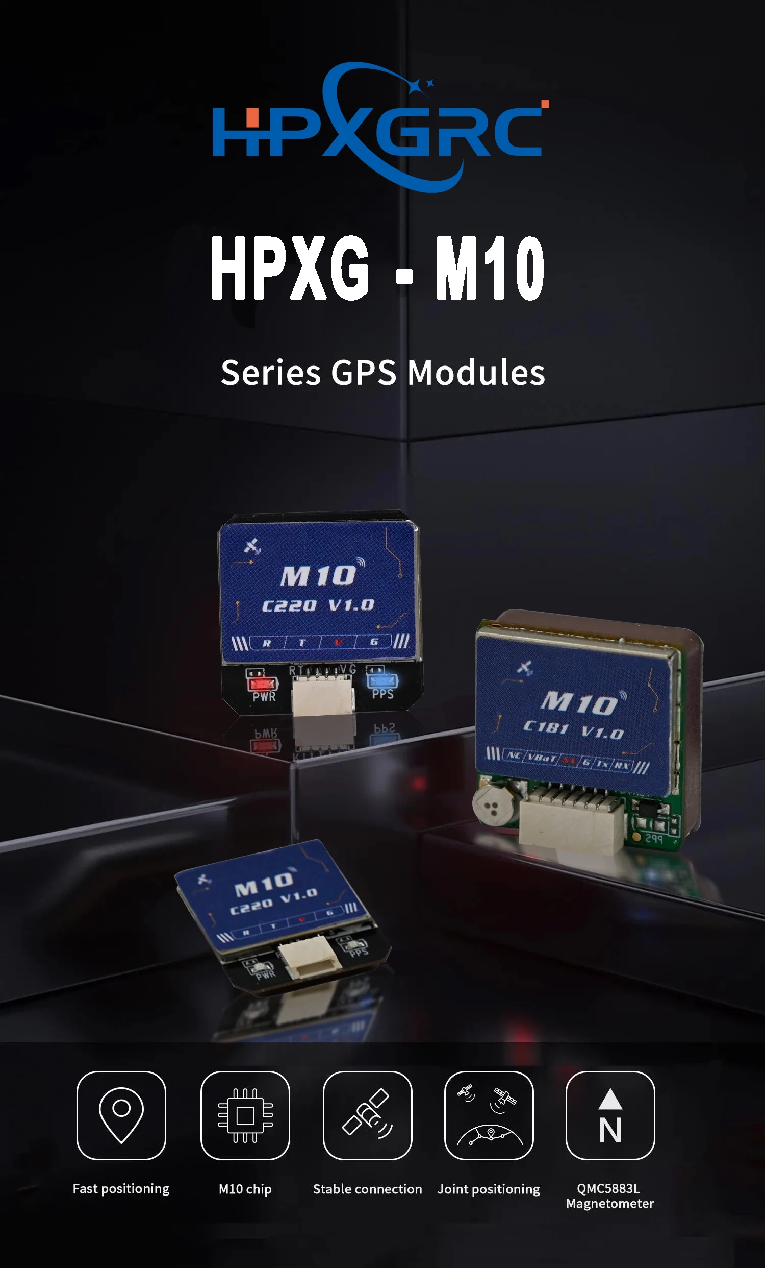 HPXGRC M-10 5883 GPS W/Compass Ceramic Antenna LED Indicator for
