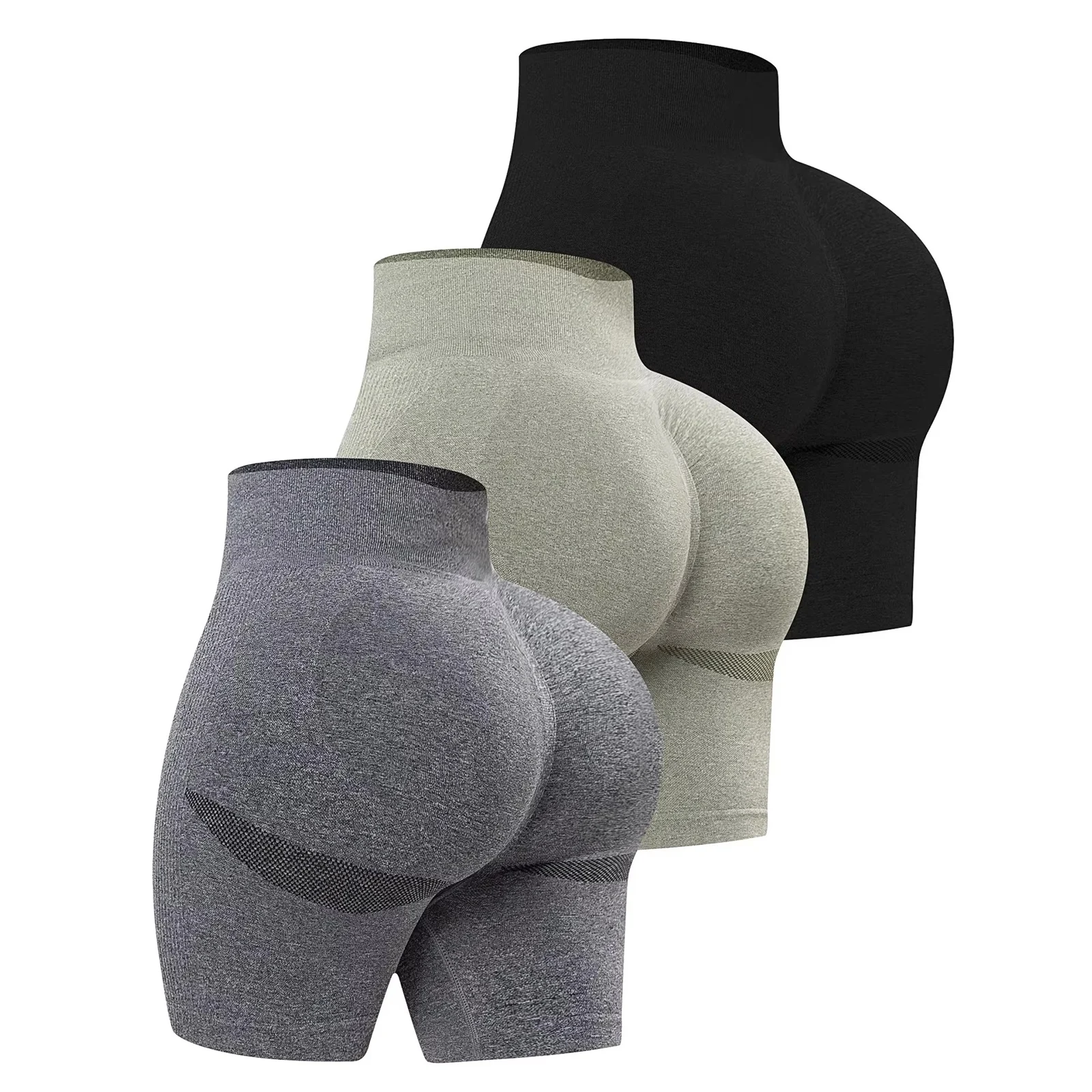 Description Picture 2 of itemSeamless Sports Women Shorts Muliticolor Yoga Shorts Stretchy High Waist Running Cycling Leggings Hip Liftting Solid Gym Shorts