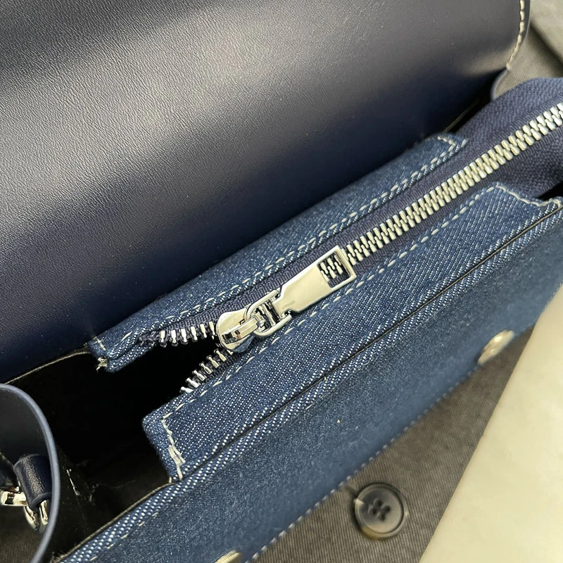 Women's fashionable small handbag, denim single shoulder bag, casual crossbody bag, zippered women's bag with lid, women's bag