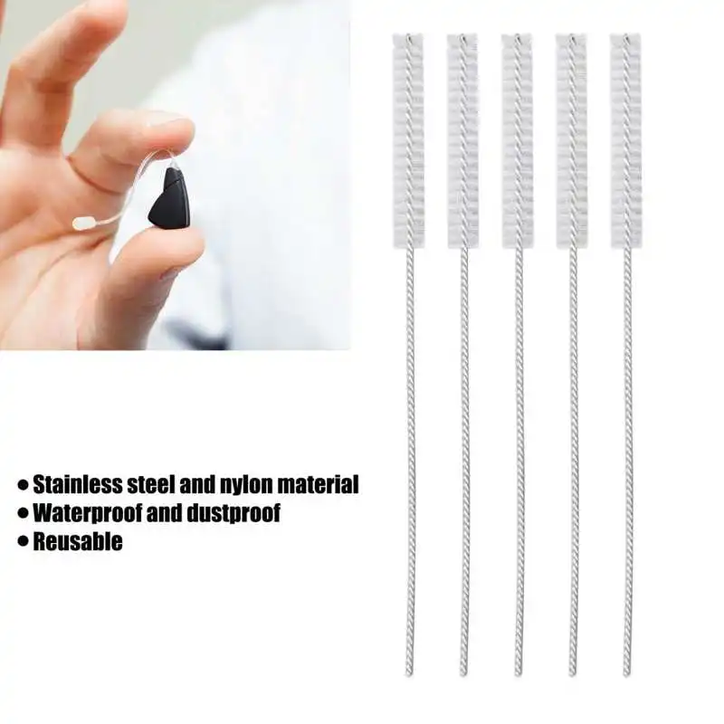 10Pcs 2.5mm Portable Hearing Aid Vent Cleaning Brush Nylon Hair Soft Brush Hearing Aid Tube Air Holes Cleaning Tool Accessories 2