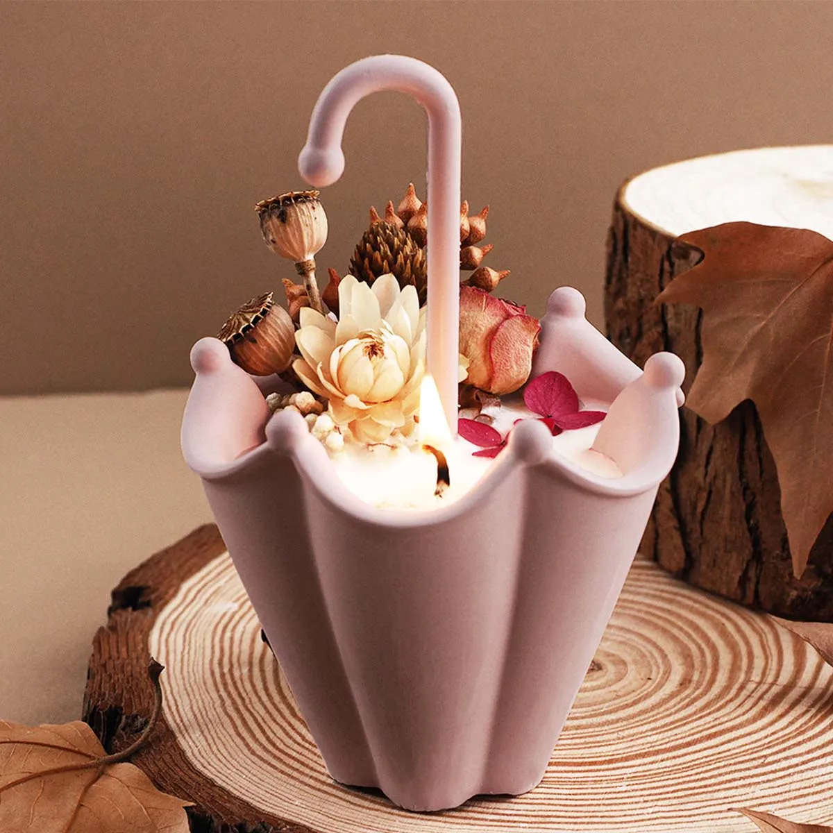 3D 우산 모양 실리콘 몰드 DIY 수제 석고 시멘트 주조 아로마테라피 캔들 컵 보관함 장식 공예 몰드 홈데코