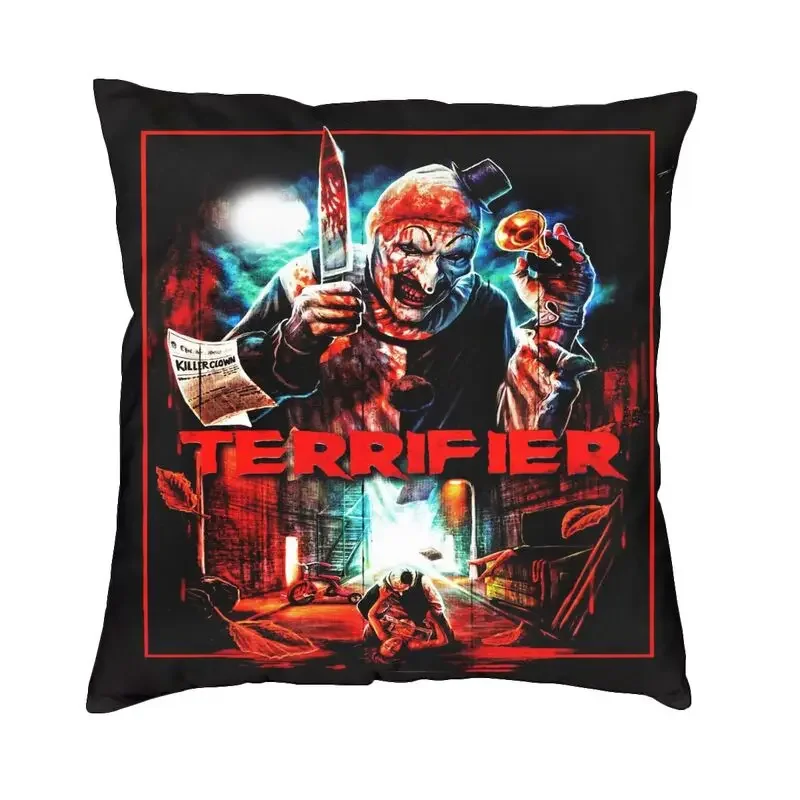Halloween Horror Movie Terrifier Cushion Cover 45x45 Cm Velvet Luxury Throw Pillow Case for Sofa Chair Bedding Office Pillowslip
