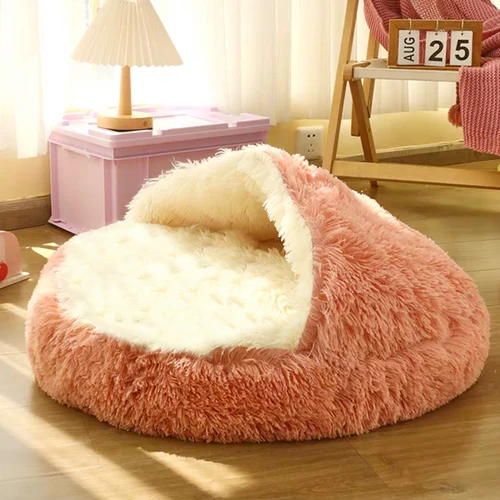 긴 봉제 애완 동물 고양이 침대, 원형 고양이 쿠션, 새끼 고양이 바구니, 둥지 개집, 작은 개 고양이 용품, 집 고양이 용품 쿠션 5
