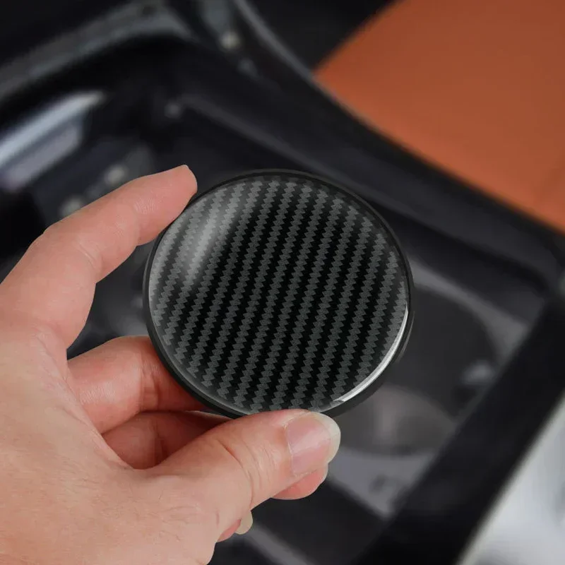 Carbon Fiber Car Water Cup Coaster Non-slip Pad Car Drink Coffe Bottle Holder Rubber Cup Bottle Mat Interior Accessories cup holder coasters car coaster pads