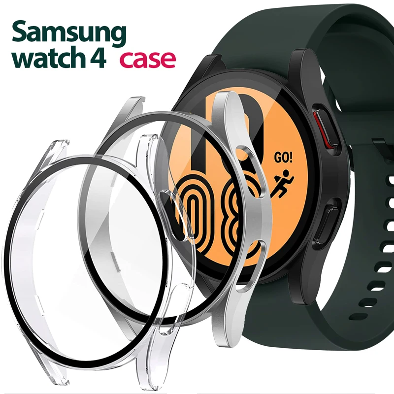 Watch Cover+Tempered Glass Screen Protecto for Samsung Galaxy Watch 4 40MM 44MM, Clock Protection Case for Galaxy Watch 4