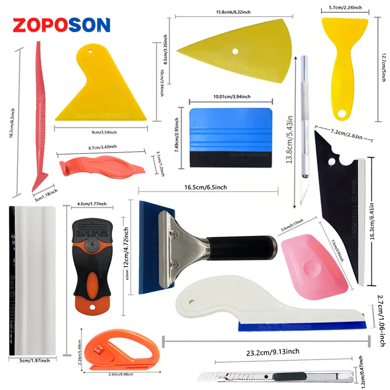 Car Vinyl Tint Film Installation Tool Kit Rubber Scraper Magnetic Holder Wrapping Sticker Carving Knife Spare Blades