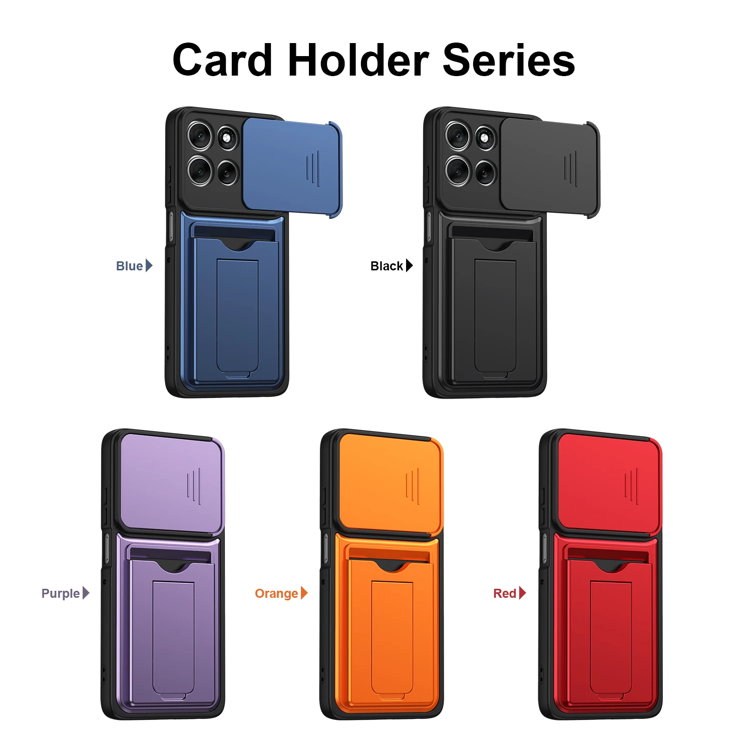 Lens Camera Card Holder Wallet Stand Phone Case Cover