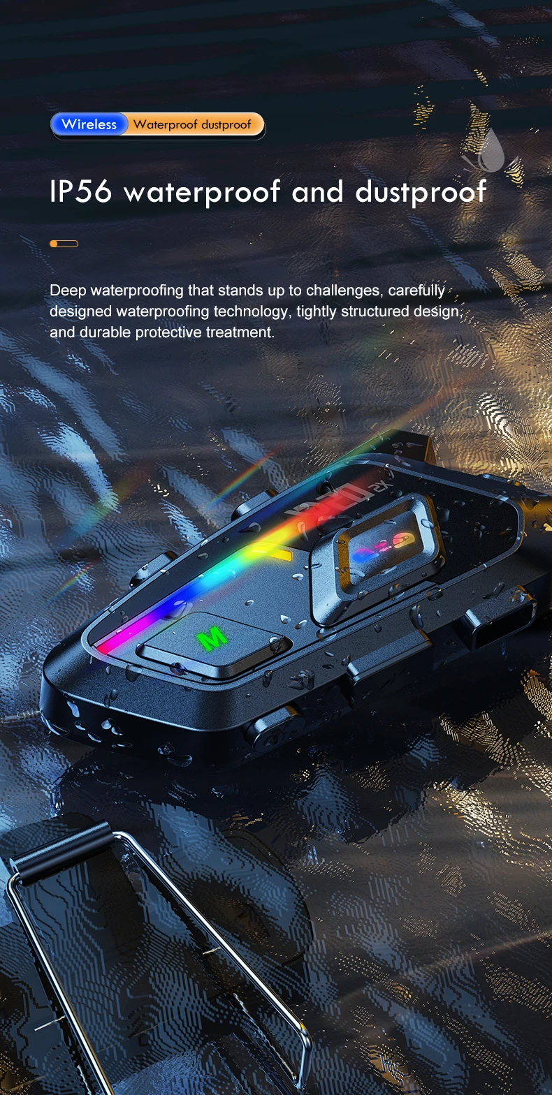 Wireless Bluetooth Motorcycle Helmet Headset Intercom Waterproof_voghion.com