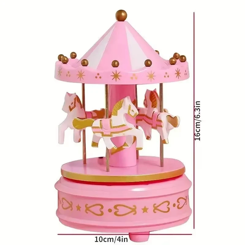 1pc Luxury Carousel Music Box 4 Horses Rotate Rotation Romantic Luxury Carousel Toys Handwork Music Box Gifts 4