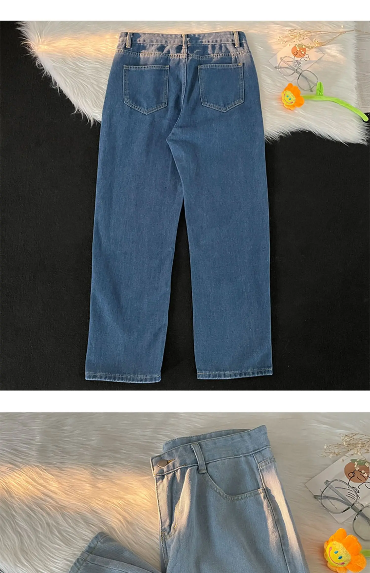 Description Picture 5 of item2024 Spring Summer Men's Fashion Student Long Straight Pants Male Solid Color Thin Jeans Men Loose Casual Denim Trousers F204