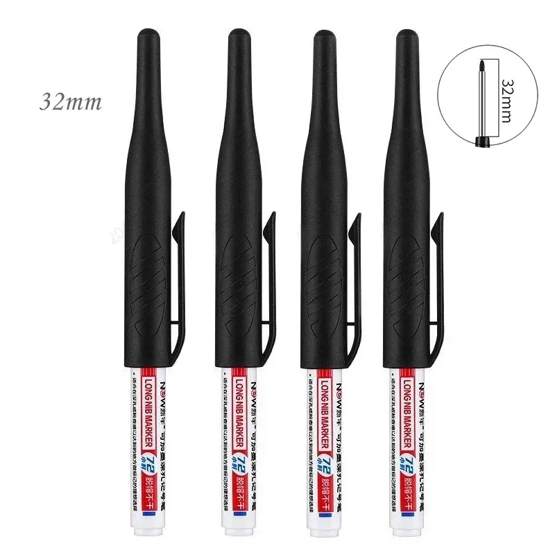 Long Nib Markers Markers Pen Marker Pens 4Pcs/Set 30mm Deep Hole Long Nib Head Markers for Metal Perforating Pen Waterproof Bathroom Woodworking Decoration Multi-Purpose