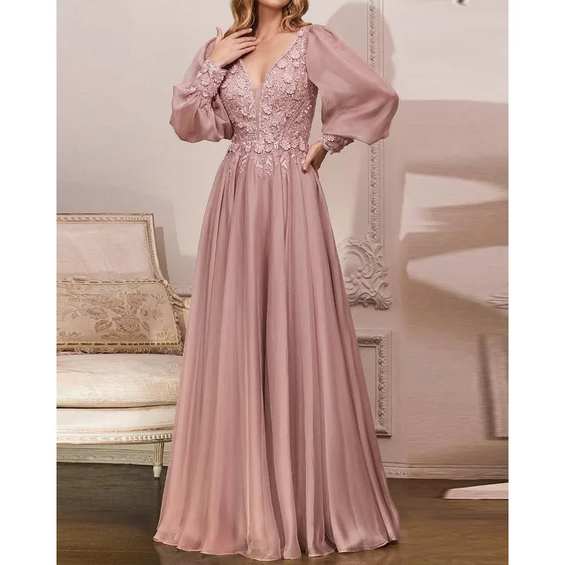 

2023 cross-border new sequins temperament commuter deep V mid-waist hanging neck halter type banquet long skirt evening dresses