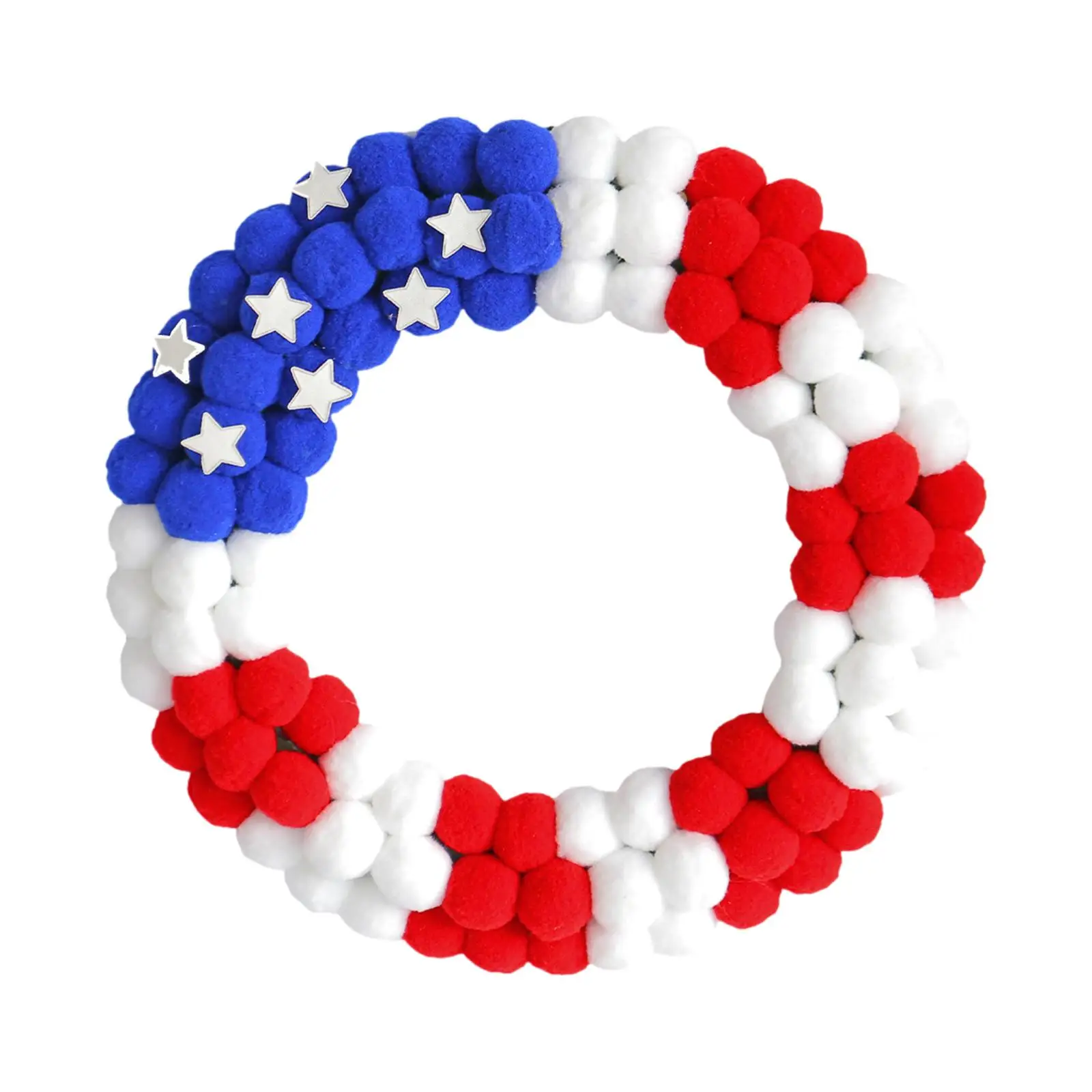 Independence Day Wreath Decorative Handcrafted Ornament Hanging Patriotic Wreath for Wall Festival Party Front Door Decor