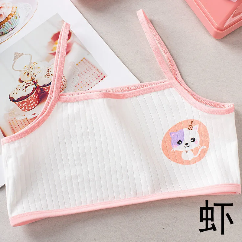 4pcs/set Lace Cotton Young Girls Training Bra Kids Vest Teens Underwear 8-14 years old