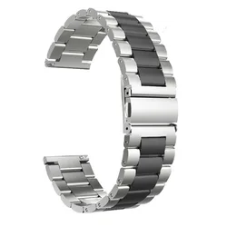 Premium Stainless Steel Band Bracelet for Smart Watches - Durable Metal Watch Strap for a Sophisticated Look (Silver black)