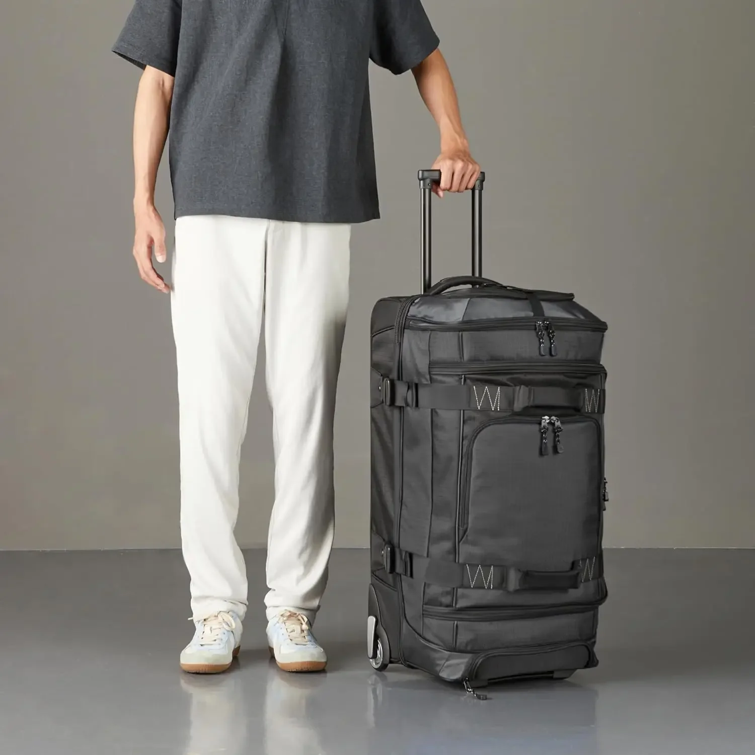 Rolling Duffel Bag with Wheels, Ripstop Luggage for Traveling, Telescoping Handle