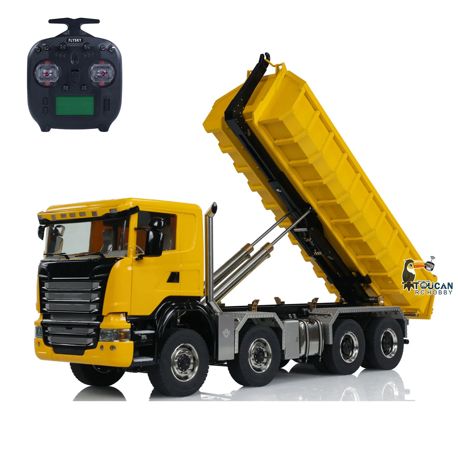 8x8 1/14 RC Hydraulic Dump Truck Metal Roll On Off Full Dumper Car Model with Sound Light 3-speed Transmission RC Toys TH23689 4