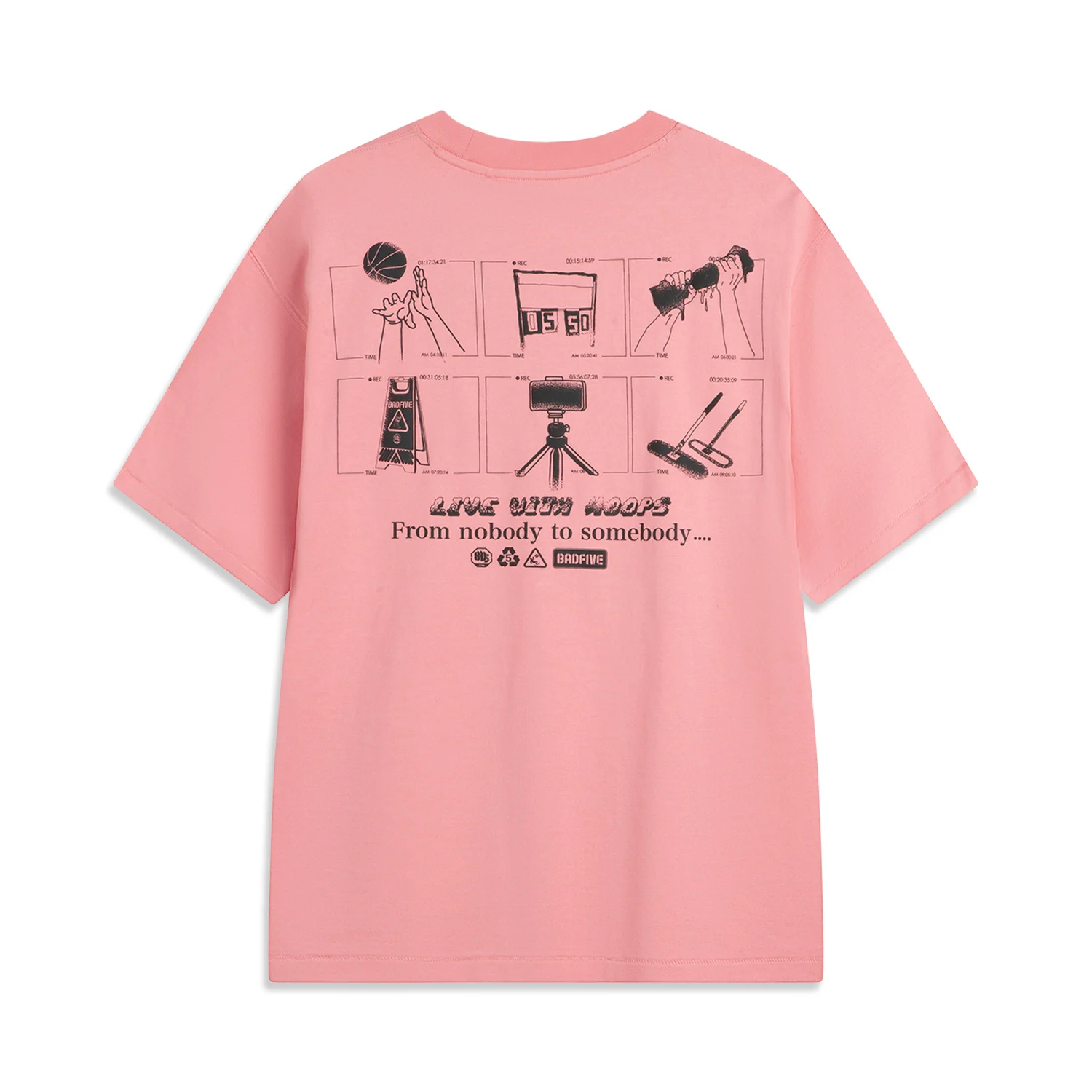 Li-Ning Men BADFIVE T-shirt Cotton Loose Fit Comfortable LiNing Casual Short Sleeve Basketball Culture Tee Tops AHSV027 men sport tees