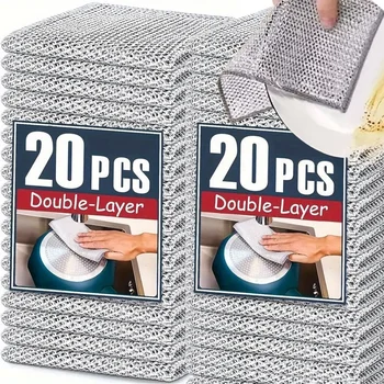 20/1 pz Panno di Pulizia Magico Addensato Double-sided Filo di Acciaio Metallico Stracci Cucina Piatto Pentola Panni per il Lavaggio Asciugamano Strumenti Puliti 1