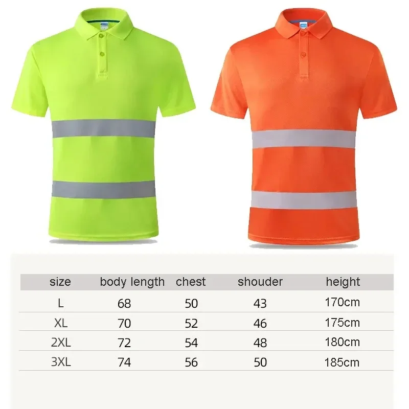Work Shirt Men Safety Polo Shirt Summer Construction Workwear With Reflective Stripes Quick Dry
